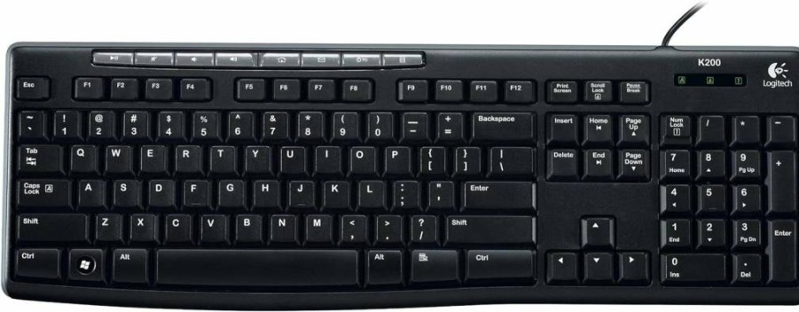 Logitech K200 Wired Multimedia Keyboard with One-Touch Media Controls and Internet Shortcuts