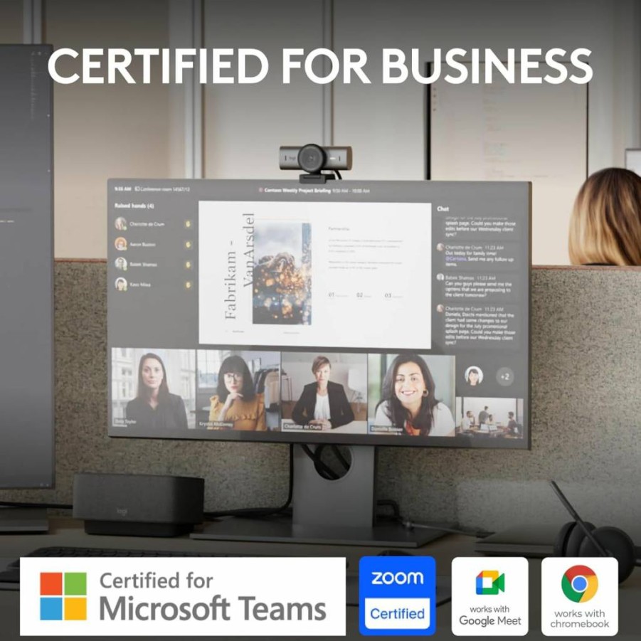 Logitech MX Brio 705 4K Webcam for Business with Auto Light Correction, Ultra HD, Auto-Framing, Show Mode, USB-C, Compatible with Microsoft Teams, Zoom, Google Meet - Graphite