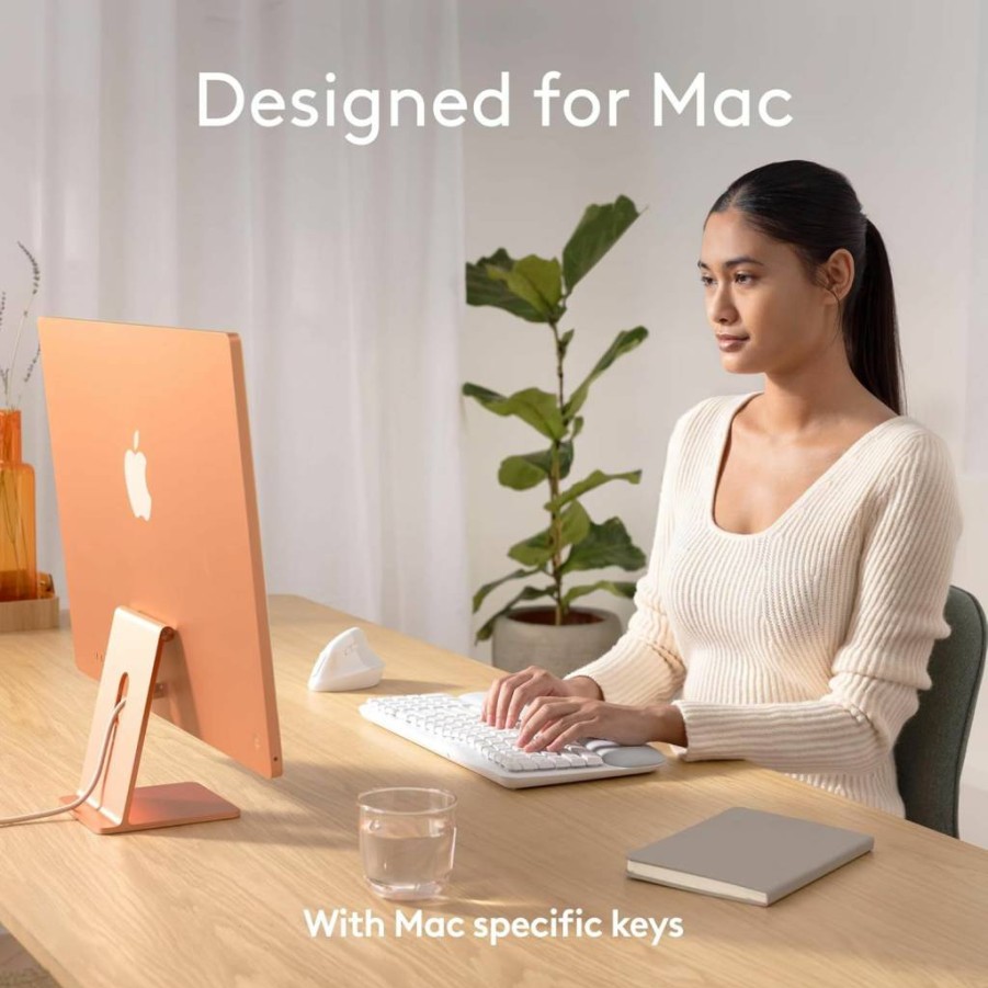 Logitech Wave Keys and Lift Vertical Mouse Combo for Mac - Wireless Ergonomic Keyboard and Mouse with Palm Rest, Bluetooth, Compatible with macOS, iPadOS, MacBook, iMac, iPad (Off White)