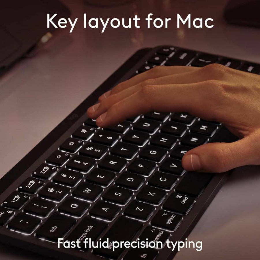 Logitech MX Keys Mini Wireless Keyboard for Mac - Compact Bluetooth Backlit Keyboard with USB-C, Tactile Typing, Compatible with MacBook Pro, MacBook Air, iMac, iPad (Space Grey)