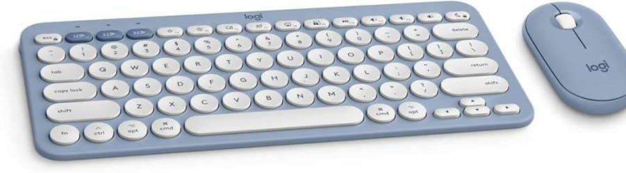 Logitech Pebble 2 Combo for Mac - Slim Wireless Bluetooth Keyboard and Mouse Set, Quiet Typing, Portable Design, Easy-Switch, Compatible with macOS and iPadOS (Tonal Blue)