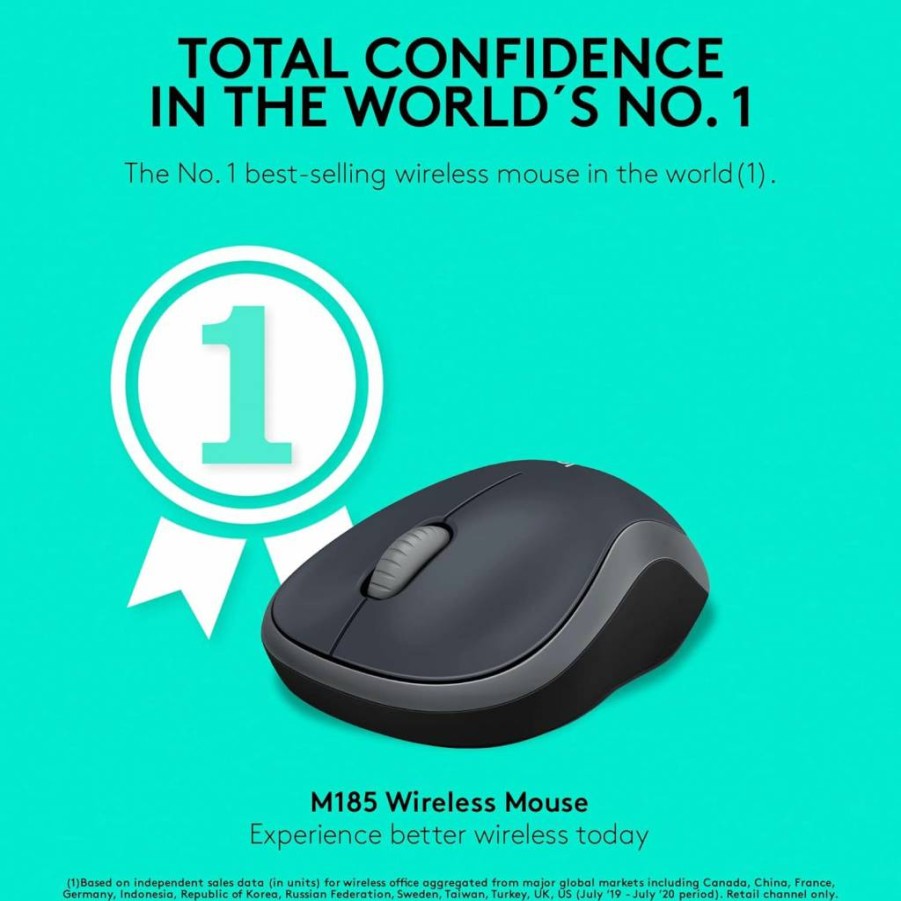 Logitech M240 Silent Wireless Bluetooth Mouse - Compact, Portable, 18-Month Battery, Smooth Tracking, Compatible with PC, Mac, Laptop, Tablet (Graphite)