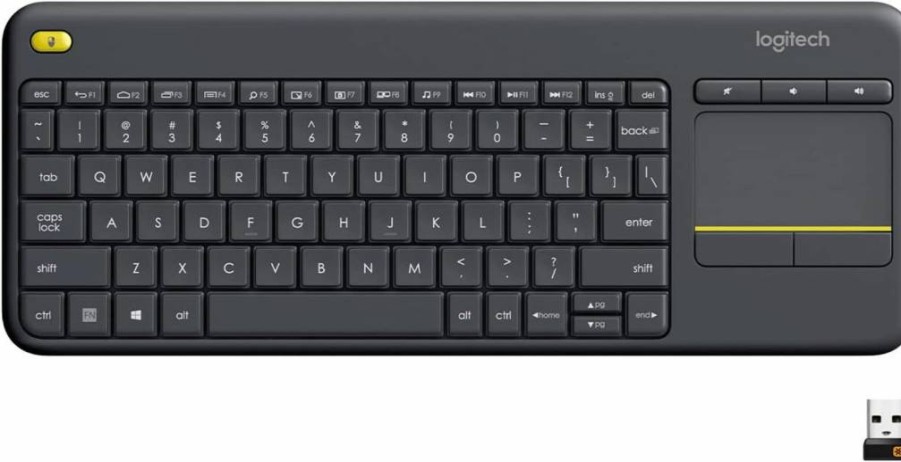Logitech K400 Plus Wireless TV Keyboard with Touchpad - Compatible with Windows, Android, Chrome OS, PC, Laptop, Tablet, HTPC - Black