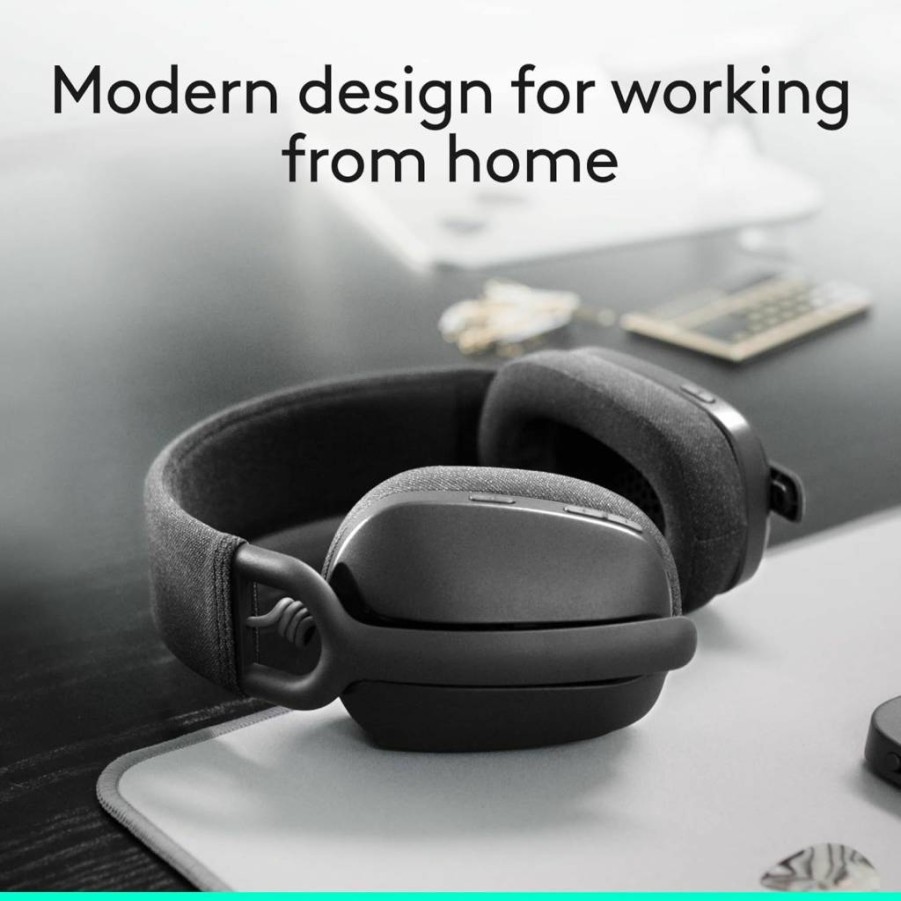 Logitech Zone Vibe 100 Wireless Bluetooth Headphones with Noise Cancelling Mic, Lightweight Over-Ear Design, Multipoint Connectivity for Teams/Zoom/Mac/PC - Graphite