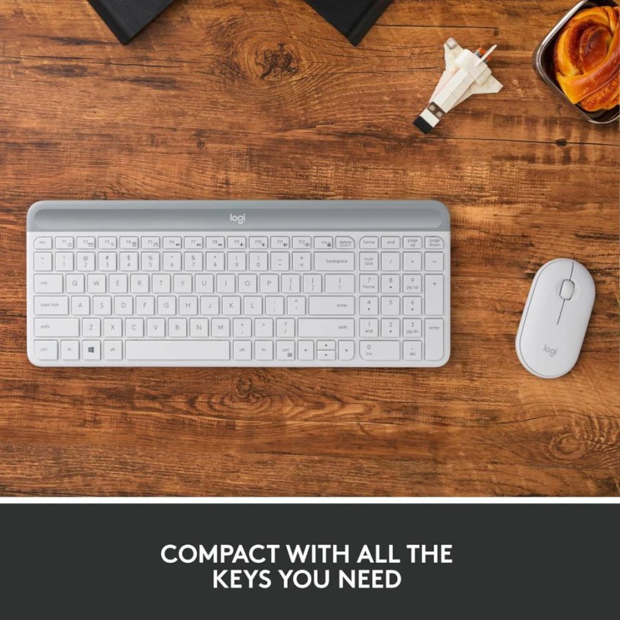 Logitech MK470 Slim Wireless Keyboard and Mouse Combo - Quiet, Compact, 2.4GHz USB, Plug & Play, Windows Compatible - Off White