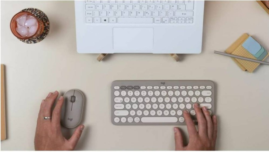 Logitech K380 Multi-Device Bluetooth Keyboard - Wireless, Slim, Compatible with Windows, Mac, Chrome OS, Android, iPadOS, Apple TV, Easy-Switch for 3 Devices, 2-Year Battery Life - Sand