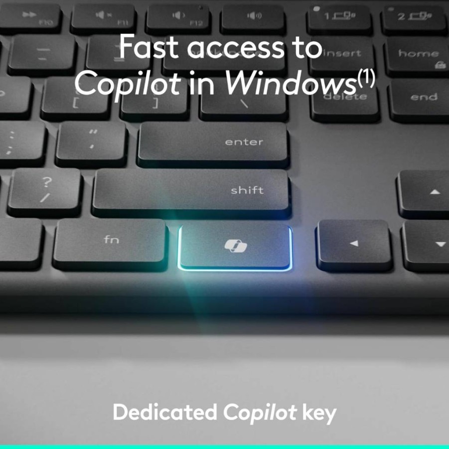 Logitech Signature Slim MK955 Wireless Keyboard and Mouse Combo for Business with Microsoft Copilot, Bluetooth, Secure Receiver, Quiet Typing - Graphite