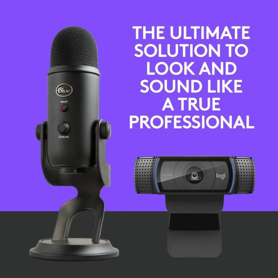 Logitech C920X HD Pro Webcam & Litra Glow Streaming Light Bundle for Professional On-Camera Appearance