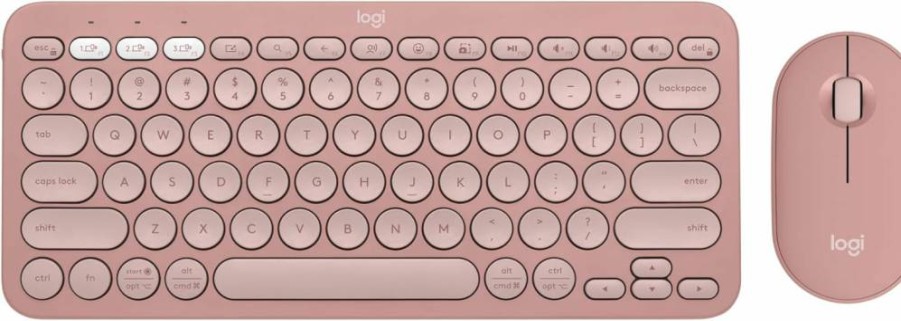 Logitech Pebble 2 Combo Wireless Keyboard and Mouse Set - Quiet, Portable, Bluetooth, Logi Bolt, Compatible with Windows, macOS, iPadOS, Chrome - Tonal Rose