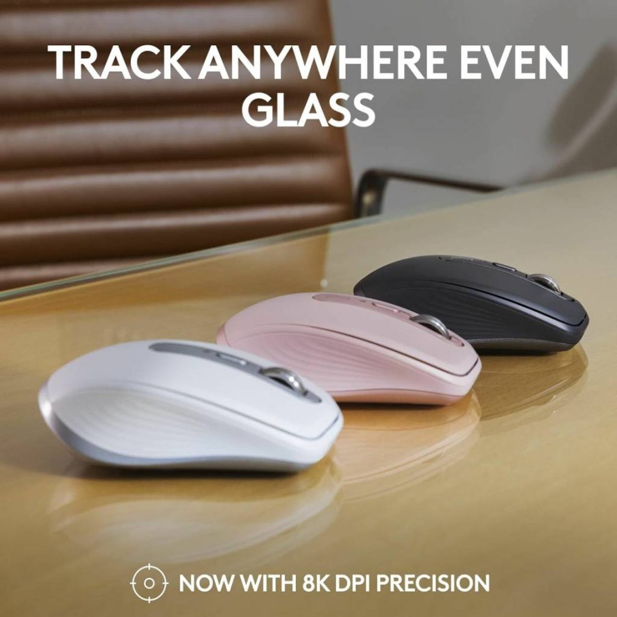 Logitech MX Anywhere 3S Wireless Mouse - 8K DPI, Quiet Clicks, Fast Scrolling, Bluetooth/USB-C, Multi-Device Compatible (Windows, Mac, Linux, Chrome) - Graphite