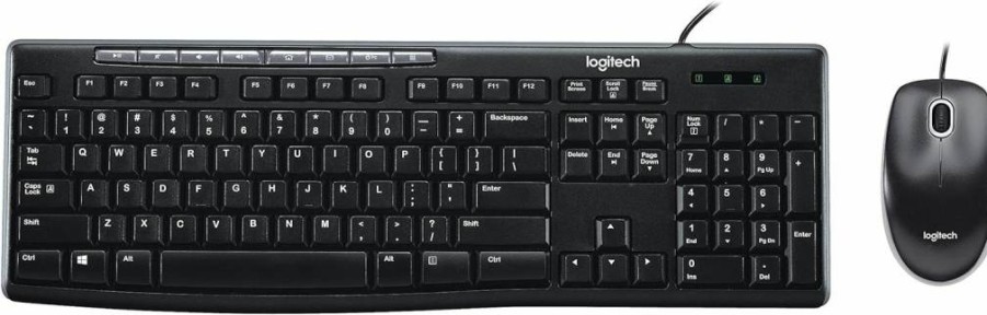 Logitech MK200 Wireless Keyboard and Mouse Combo with Full-Size Layout and HD Optical Tracking
