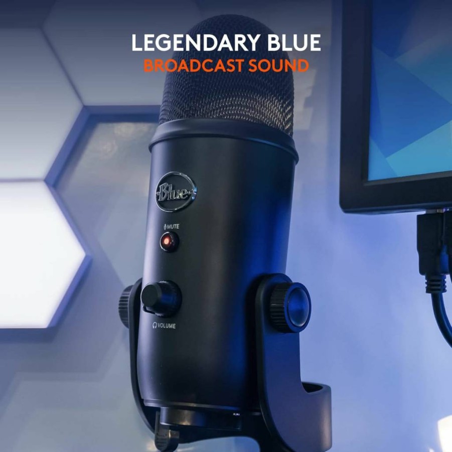 Logitech for Creators Blue Yeti USB Microphone - Professional Studio Quality Sound for Gaming, Streaming, Podcasting, YouTube, Discord & PC, Plug & Play, Blackout