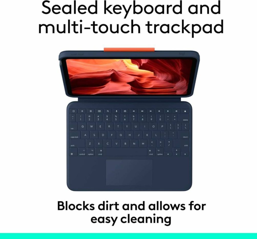 Logitech Rugged Combo 4 Touch Keyboard Case with Trackpad for iPad 10th Gen - Classic Blue | Protective Bluetooth Keyboard Cover with Smart Connector