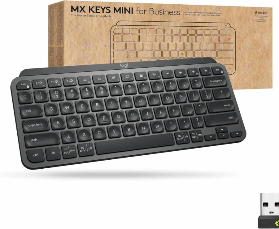 Logitech MX Keys Mini Wireless Bluetooth Keyboard - Backlit, Rechargeable, Compact Design for Business, Compatible with Windows, Mac, Chrome, Linux (Graphite)