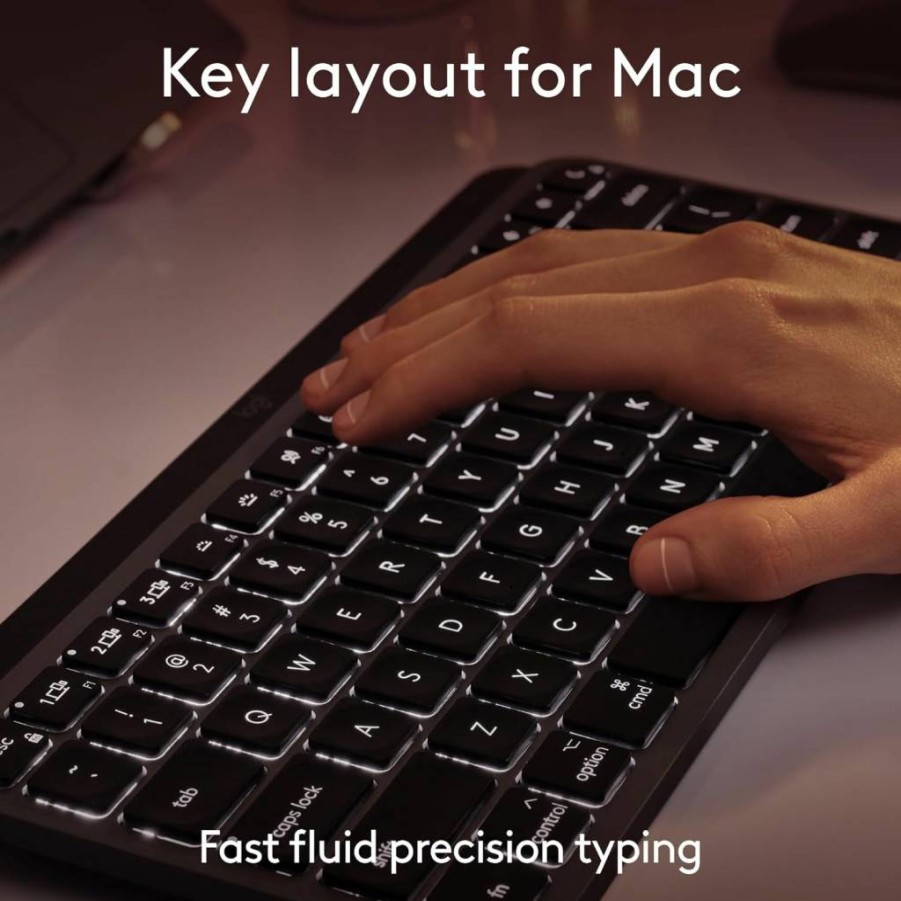 Logitech MX Keys Mini Wireless Keyboard for Mac - Compact Bluetooth Backlit Keyboard with USB-C, Tactile Typing, Compatible with MacBook Pro, MacBook Air, iMac, iPad (Pale Grey)