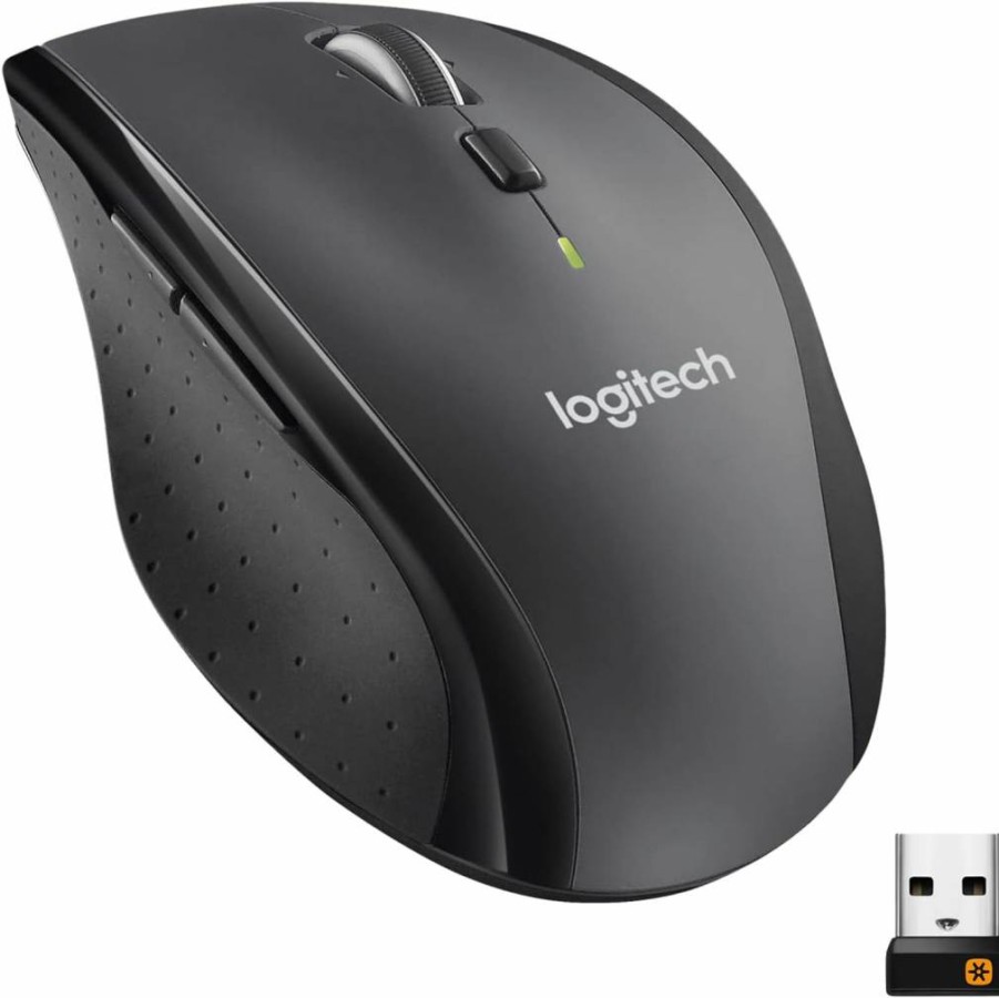 Logitech M705 Marathon Wireless Mouse with Unifying Receiver, 1000 DPI, 5 Programmable Buttons, 3-Year Battery Life, Compatible with PC, Mac, Laptop, Chromebook - Black