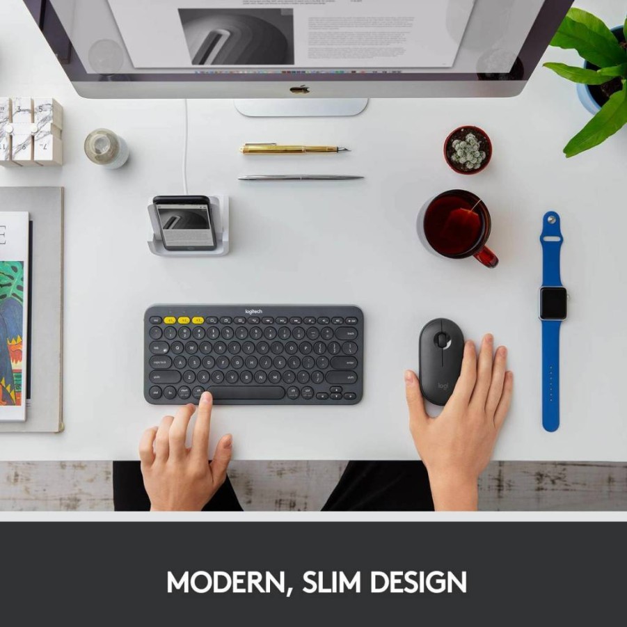 Logitech Pebble Wireless Bluetooth Mouse - Silent Slim Design, Dual Connectivity (Bluetooth & 2.4GHz), Compatible with Laptop, PC, Mac, iPad, Chromebook - Graphite