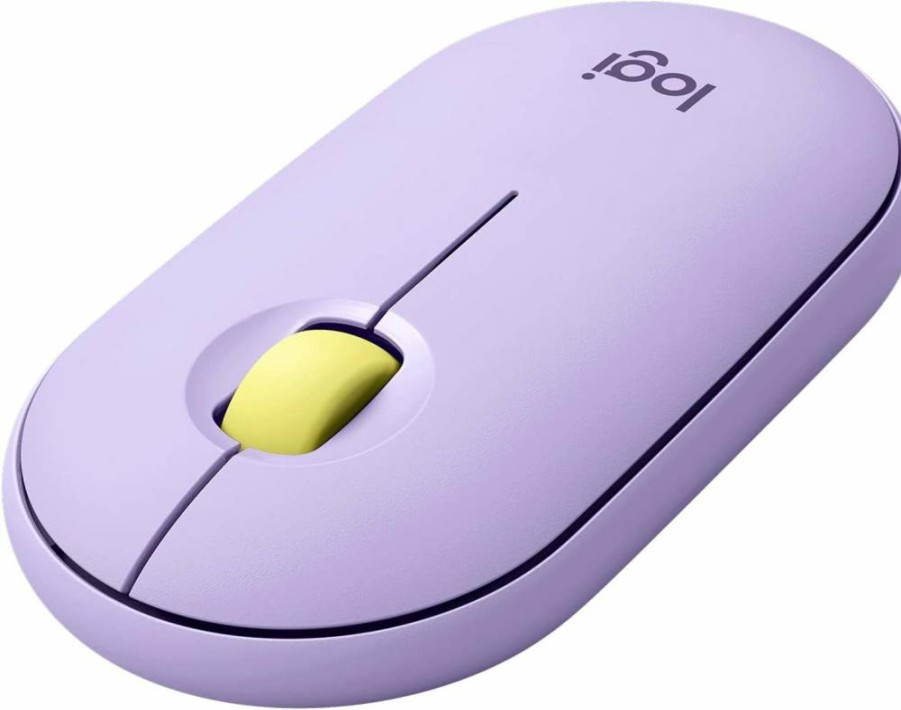 Logitech Pebble Wireless Bluetooth Mouse - Silent Slim Design, 2.4GHz USB Receiver, Compatible with Laptop, PC, Mac, iPad, Chromebook - Lavender Lemonade Color