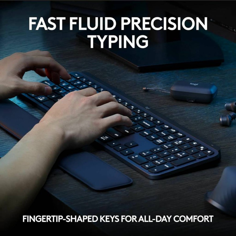 Logitech MX Keys S Wireless Keyboard - Low Profile, Quiet Typing, Backlit, Bluetooth, USB-C Rechargeable, Compatible with Windows, Mac, Linux, Chrome (Pale Grey)
