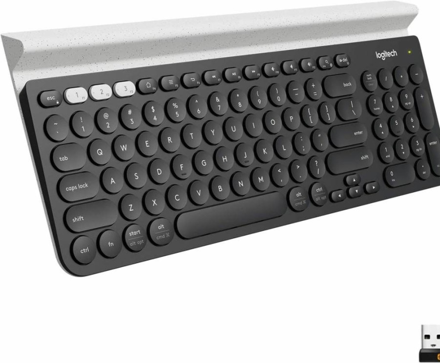 Logitech K780 Multi-Device Wireless Keyboard - Compatible with Computer, Phone, Tablet - Cross-Computer Flow Control - White Speckles Design