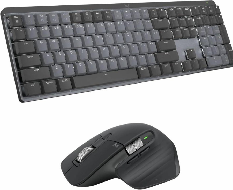 Logitech MX Mechanical Mini Wireless Keyboard with Tactile Quiet Switches, Backlit, Bluetooth, USB-C, Compatible with MacOS Windows Linux iOS Android, Premium Metal Design