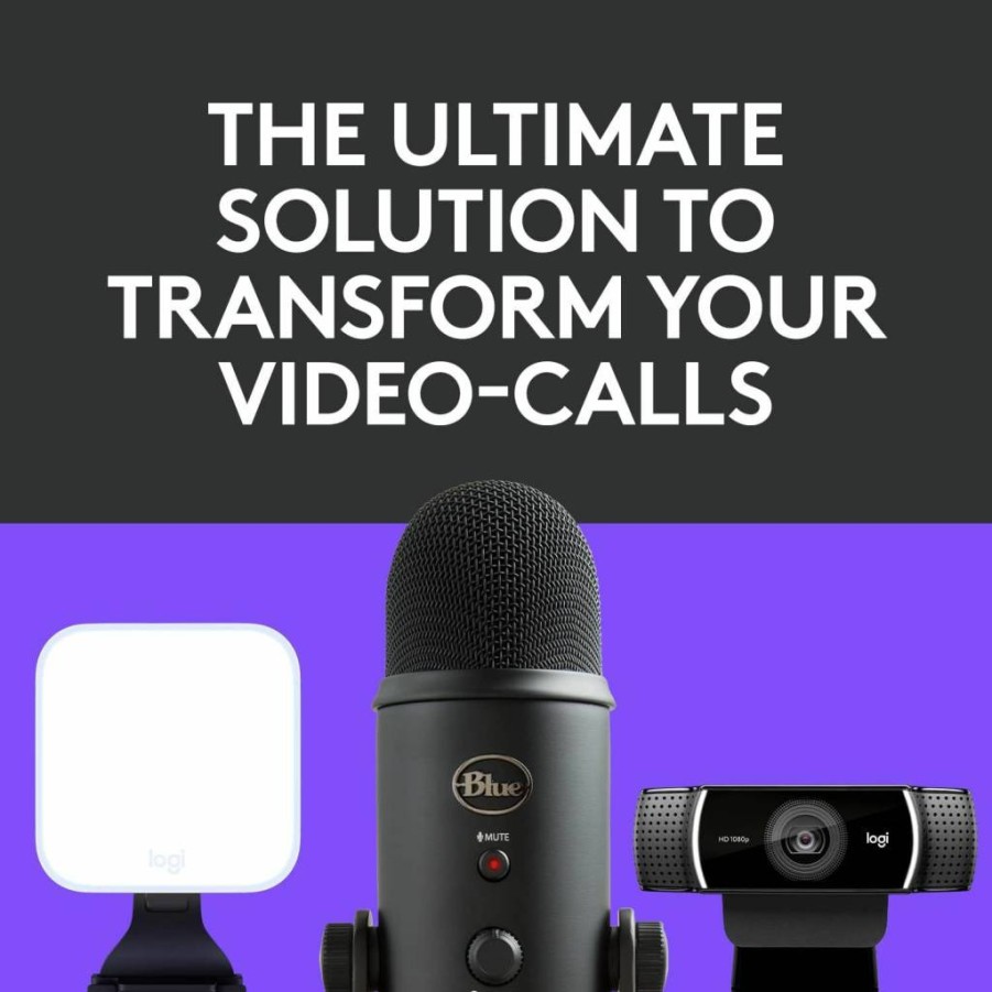 Logitech for Creators Blue Yeti USB Microphone Bundle - Professional Condenser Mic for Podcasting, Streaming, Gaming, Recording with Blue Vo!ce Effects, 4 Pickup Patterns, LED Lighting (Blackout)