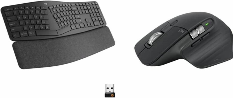 Logitech K860 Wireless Ergonomic Keyboard - Split Design with Wrist Rest, Bluetooth/USB Connectivity for Windows & Mac, Black