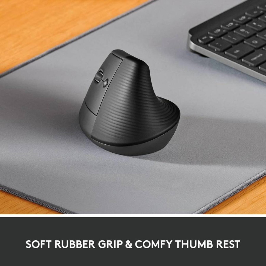 Logitech Lift Vertical Ergonomic Wireless Mouse - Bluetooth & USB Receiver, Quiet Clicks, 4 Buttons, Compatible with Windows, MacOS, iPadOS, PC, Laptop - Off White