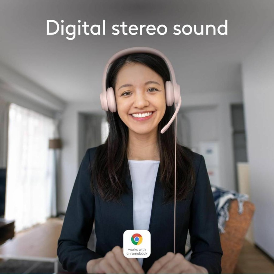 Logitech H390 USB Wired Headset with Noise Cancelling Microphone, Stereo Headphones for PC Laptop Chromebook, In-Line Volume Controls