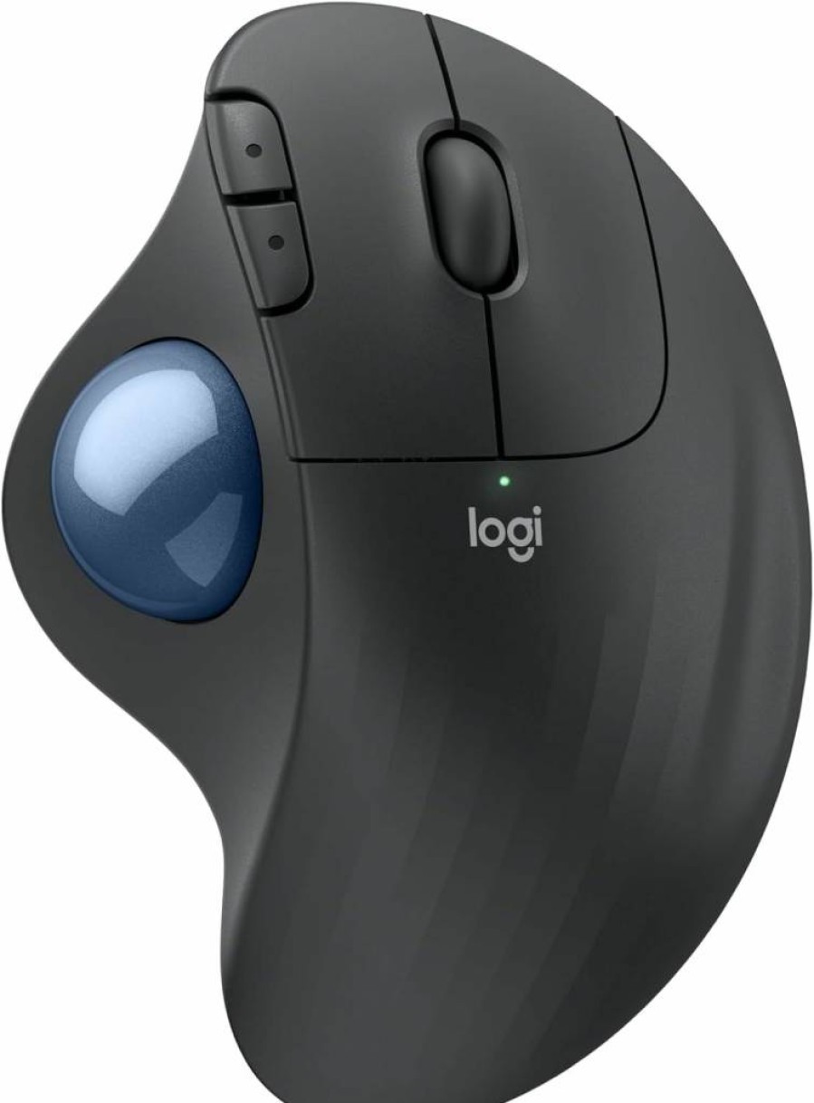 Logitech Ergo M575 Wireless Trackball Mouse - Bluetooth & USB Dongle, Thumb-Controlled Ergonomic Design, Precision Tracking for PC/Mac, Graphite Blue