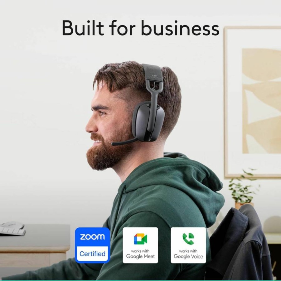 Logitech Zone Vibe Wireless Bluetooth Headset with Noise Cancelling Mic, USB-C & USB-A Connectivity for Zoom, Google Meet, PC, Mac