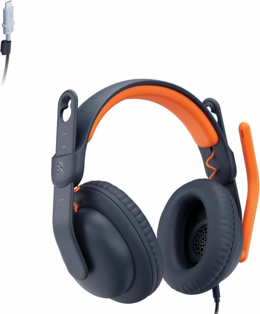 Logitech Zone Learn Wired Headset for Kids - Comfortable Adjustable Fit with Mic, 3.5mm Aux & USB-C - Compatible with Windows, macOS, iPadOS, Android & Mobile Devices