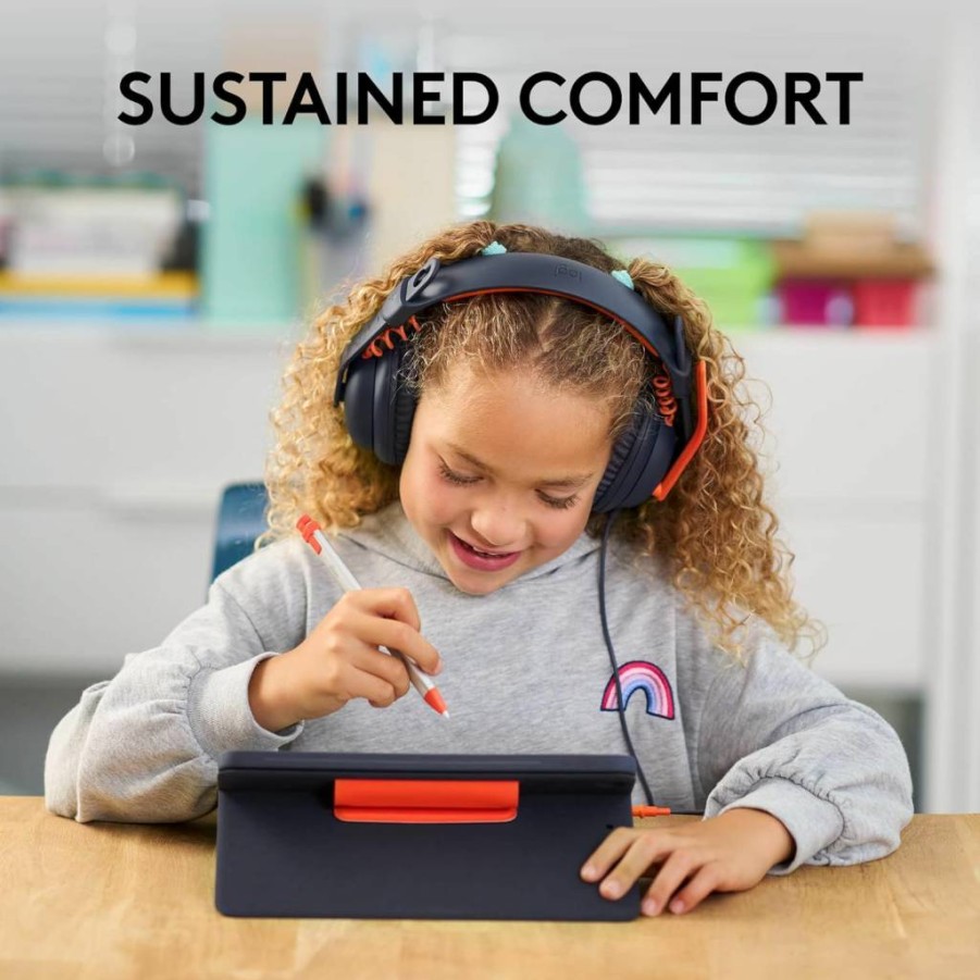 Logitech Zone Learn Wired Headset for Kids - Comfortable Adjustable Fit with Mic, 3.5mm Aux & USB-C - Compatible with Windows, macOS, iPadOS, Android & Mobile Devices