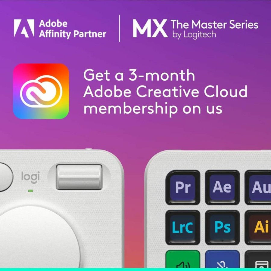 Logitech MX Creative Console - Customizable LCD Stream Deck with Control Dial for Adobe, Zoom, Spotify, Graphic Design - Includes 3-Month Adobe Creative Cloud